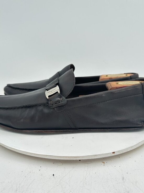 Salvatore Ferragamo Men Size 8.5 D Dark Brown Leather Buckle Loafer Dress Shoes